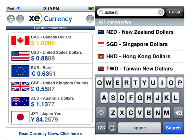 XE Currency app